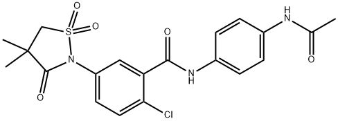 N-[4-(acetylamino)phenyl]-2-chloro-5-(4,4-dimethyl-1,1-dioxido-3-oxo-2-isothiazolidinyl)benzamide Structure