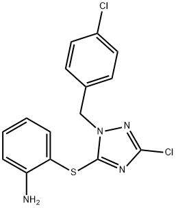 2-{[3-chloro-1-(4-chlorobenzyl)-1H-1,2,4-triazol-5-yl]sulfanyl}phenylamine,919970-74-4,结构式