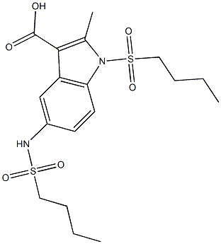 1-(butylsulfonyl)-5-[(butylsulfonyl)amino]-2-methyl-1H-indole-3-carboxylic acid Structure