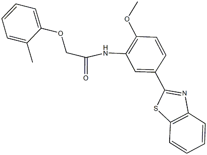 N-[5-(1,3-benzothiazol-2-yl)-2-methoxyphenyl]-2-(2-methylphenoxy)acetamide 化学構造式