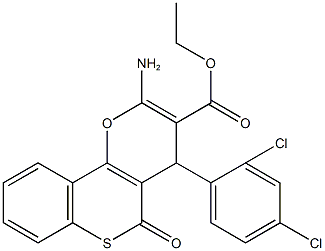 ethyl 2-amino-4-(2,4-dichlorophenyl)-5-oxo-4H,5H-thiochromeno[4,3-b]pyran-3-carboxylate Struktur