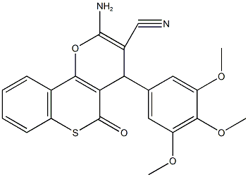 2-amino-5-oxo-4-(3,4,5-trimethoxyphenyl)-4H,5H-thiochromeno[4,3-b]pyran-3-carbonitrile 结构式