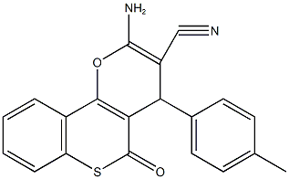 2-amino-4-(4-methylphenyl)-5-oxo-4H,5H-thiochromeno[4,3-b]pyran-3-carbonitrile,923551-61-5,结构式
