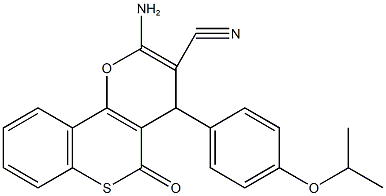 2-amino-4-(4-isopropoxyphenyl)-5-oxo-4H,5H-thiochromeno[4,3-b]pyran-3-carbonitrile 结构式