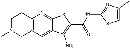 3-amino-6-methyl-N-(4-methyl-1,3-thiazol-2-yl)-5,6,7,8-tetrahydrothieno[2,3-b][1,6]naphthyridine-2-carboxamide 化学構造式