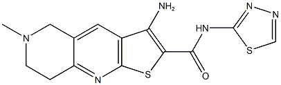 3-amino-6-methyl-N-(1,3,4-thiadiazol-2-yl)-5,6,7,8-tetrahydrothieno[2,3-b][1,6]naphthyridine-2-carboxamide 化学構造式