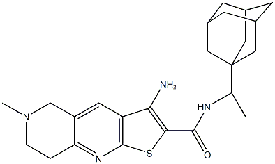 N-[1-(1-adamantyl)ethyl]-3-amino-6-methyl-5,6,7,8-tetrahydrothieno[2,3-b][1,6]naphthyridine-2-carboxamide Struktur