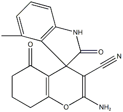 2-amino-4'-methyl-2',5-dioxo-1',3',5,6,7,8-hexahydro-[4H-chromene-4,3'-(2'H)-indole]-3-carbonitrile Structure