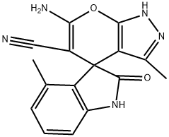 6'-amino-3',4-dimethyl-2-oxo-1,1',3,4'-tetrahydrospiro(2H-indole-3,4'-pyrano[2,3-c]pyrazole)-5'-carbonitrile|