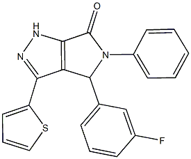 4-(3-fluorophenyl)-5-phenyl-3-(2-thienyl)-4,5-dihydropyrrolo[3,4-c]pyrazol-6(1H)-one Struktur