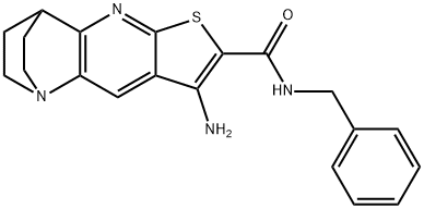 5-amino-N-benzyl-7-thia-1,9-diazatetracyclo[9.2.2.0~2,10~.0~4,8~]pentadeca-2(10),3,5,8-tetraene-6-carboxamide 化学構造式