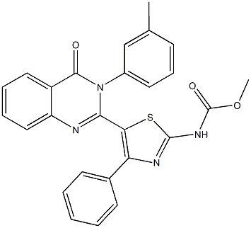 methyl 5-[3-(3-methylphenyl)-4-oxo-3,4-dihydro-2-quinazolinyl]-4-phenyl-1,3-thiazol-2-ylcarbamate Struktur