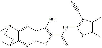 5-amino-N-(3-cyano-4,5-dimethyl-2-thienyl)-7-thia-1,9-diazatetracyclo[9.2.2.0~2,10~.0~4,8~]pentadeca-2(10),3,5,8-tetraene-6-carboxamide,923552-88-9,结构式