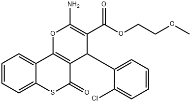 2-methoxyethyl 2-amino-4-(2-chlorophenyl)-5-oxo-4H,5H-thiochromeno[4,3-b]pyran-3-carboxylate Structure