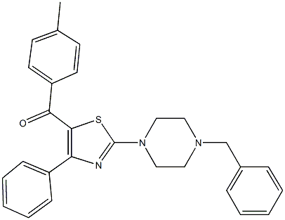 [2-(4-benzyl-1-piperazinyl)-4-phenyl-1,3-thiazol-5-yl](4-methylphenyl)methanone 化学構造式