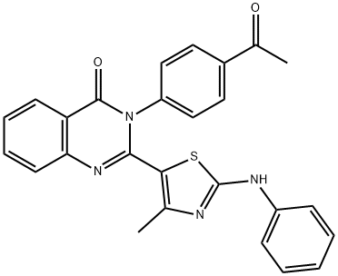 3-(4-acetylphenyl)-2-(2-anilino-4-methyl-1,3-thiazol-5-yl)-4(3H)-quinazolinone 结构式