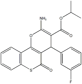 isopropyl 2-amino-4-(3-fluorophenyl)-5-oxo-4H,5H-thiochromeno[4,3-b]pyran-3-carboxylate Struktur