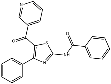 N-[4-phenyl-5-(3-pyridinylcarbonyl)-1,3-thiazol-2-yl]benzamide 化学構造式