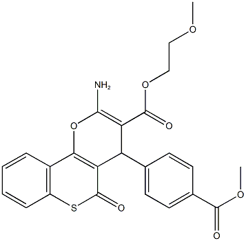 2-methoxyethyl 2-amino-4-[4-(methoxycarbonyl)phenyl]-5-oxo-4H,5H-thiochromeno[4,3-b]pyran-3-carboxylate 化学構造式