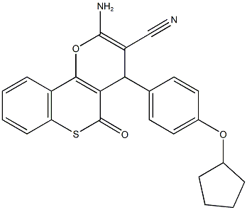 2-amino-4-[4-(cyclopentyloxy)phenyl]-5-oxo-4H,5H-thiochromeno[4,3-b]pyran-3-carbonitrile,923553-57-5,结构式