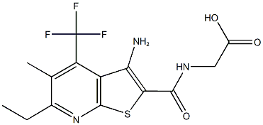 ({[3-amino-6-ethyl-5-methyl-4-(trifluoromethyl)thieno[2,3-b]pyridin-2-yl]carbonyl}amino)acetic acid Structure