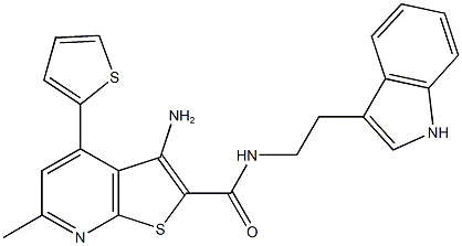 3-amino-N-[2-(1H-indol-3-yl)ethyl]-6-methyl-4-(2-thienyl)thieno[2,3-b]pyridine-2-carboxamide Structure
