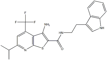 3-amino-N-[2-(1H-indol-3-yl)ethyl]-6-isopropyl-4-(trifluoromethyl)thieno[2,3-b]pyridine-2-carboxamide Struktur