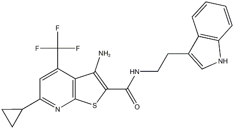 3-amino-6-cyclopropyl-N-[2-(1H-indol-3-yl)ethyl]-4-(trifluoromethyl)thieno[2,3-b]pyridine-2-carboxamide,923553-92-8,结构式