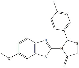 2-(4-fluorophenyl)-3-(6-methoxy-1,3-benzothiazol-2-yl)-1,3-thiazolidin-4-one,923554-13-6,结构式