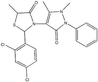 2-(2,4-dichlorophenyl)-3-(1,5-dimethyl-3-oxo-2-phenyl-2,3-dihydro-1H-pyrazol-4-yl)-5-methyl-1,3-thiazolidin-4-one 结构式