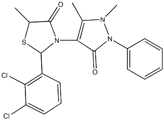 2-(2,3-dichlorophenyl)-3-(1,5-dimethyl-3-oxo-2-phenyl-2,3-dihydro-1H-pyrazol-4-yl)-5-methyl-1,3-thiazolidin-4-one Struktur