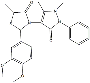 2-(3,4-dimethoxyphenyl)-3-(1,5-dimethyl-3-oxo-2-phenyl-2,3-dihydro-1H-pyrazol-4-yl)-5-methyl-1,3-thiazolidin-4-one Structure