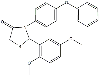 2-(2,5-dimethoxyphenyl)-3-(4-phenoxyphenyl)-1,3-thiazolidin-4-one Struktur
