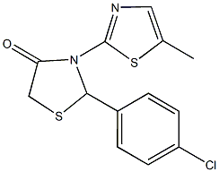 2-(4-chlorophenyl)-3-(5-methyl-1,3-thiazol-2-yl)-1,3-thiazolidin-4-one 结构式