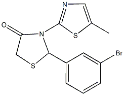 2-(3-bromophenyl)-3-(5-methyl-1,3-thiazol-2-yl)-1,3-thiazolidin-4-one Structure