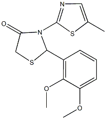 2-(2,3-dimethoxyphenyl)-3-(5-methyl-1,3-thiazol-2-yl)-1,3-thiazolidin-4-one Struktur