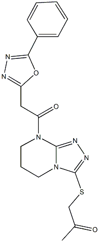 1-({8-[(5-phenyl-1,3,4-oxadiazol-2-yl)acetyl]-5,6,7,8-tetrahydro[1,2,4]triazolo[4,3-a]pyrimidin-3-yl}sulfanyl)acetone Structure