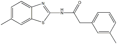N-(6-methyl-1,3-benzothiazol-2-yl)-2-(3-methylphenyl)acetamide,923555-82-2,结构式