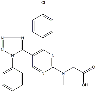 [[4-(4-chlorophenyl)-5-(1-phenyl-1H-tetraazol-5-yl)-2-pyrimidinyl](methyl)amino]acetic acid 结构式
