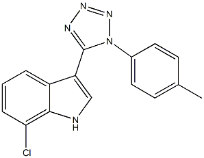 7-chloro-3-[1-(4-methylphenyl)-1H-tetraazol-5-yl]-1H-indole 结构式