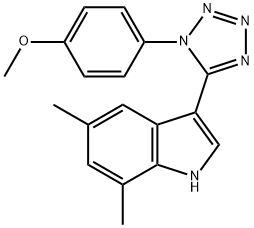 3-[1-(4-methoxyphenyl)-1H-tetraazol-5-yl]-5,7-dimethyl-1H-indole,923556-01-8,结构式