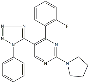 4-(2-fluorophenyl)-5-(1-phenyl-1H-tetraazol-5-yl)-2-(1-pyrrolidinyl)pyrimidine|