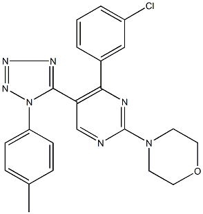 4-{4-(3-chlorophenyl)-5-[1-(4-methylphenyl)-1H-tetraazol-5-yl]-2-pyrimidinyl}morpholine Structure