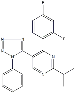 4-(2,4-difluorophenyl)-2-isopropyl-5-(1-phenyl-1H-tetraazol-5-yl)pyrimidine,923556-37-0,结构式