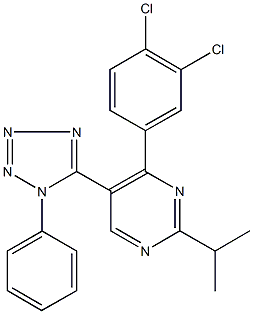 4-(3,4-dichlorophenyl)-2-isopropyl-5-(1-phenyl-1H-tetraazol-5-yl)pyrimidine 结构式