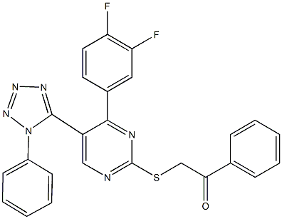 2-{[4-(3,4-difluorophenyl)-5-(1-phenyl-1H-tetraazol-5-yl)-2-pyrimidinyl]sulfanyl}-1-phenylethanone,923556-70-1,结构式