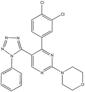 4-[4-(3,4-dichlorophenyl)-5-(1-phenyl-1H-tetraazol-5-yl)-2-pyrimidinyl]morpholine,923556-84-7,结构式