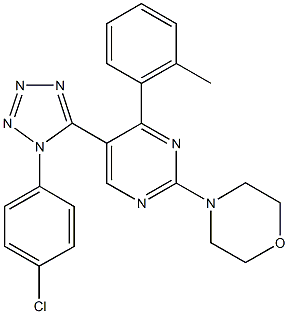 4-[5-[1-(4-chlorophenyl)-1H-tetraazol-5-yl]-4-(2-methylphenyl)-2-pyrimidinyl]morpholine Structure