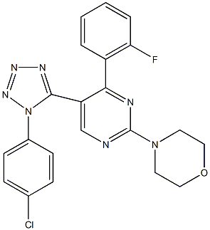 4-[5-[1-(4-chlorophenyl)-1H-tetraazol-5-yl]-4-(2-fluorophenyl)-2-pyrimidinyl]morpholine 化学構造式