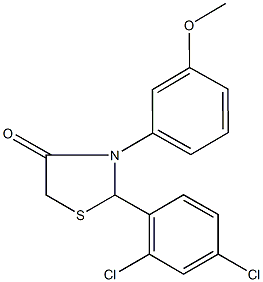 2-(2,4-dichlorophenyl)-3-(3-methoxyphenyl)-1,3-thiazolidin-4-one 化学構造式